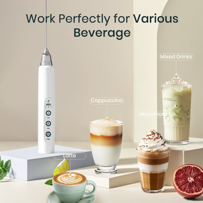 Stainless Steel Handheld Milk Frother White