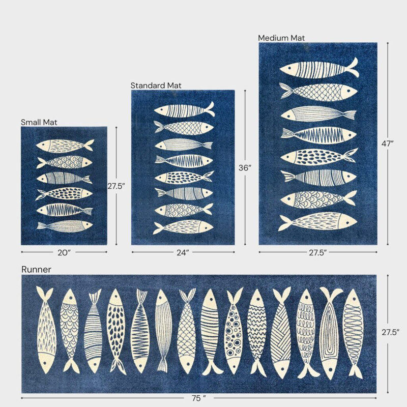 Tapis de sol lavable Fish Tango, L 47 po x L 28 po, Caoutchouc