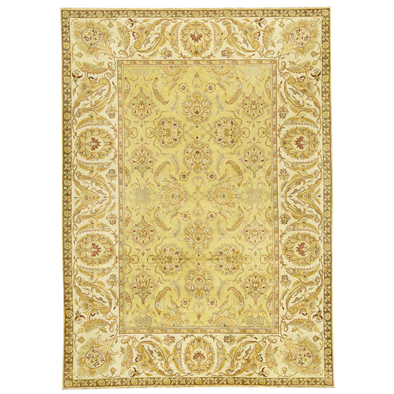 High-Quality Hand-Knotted Gold And Cream Area Rug