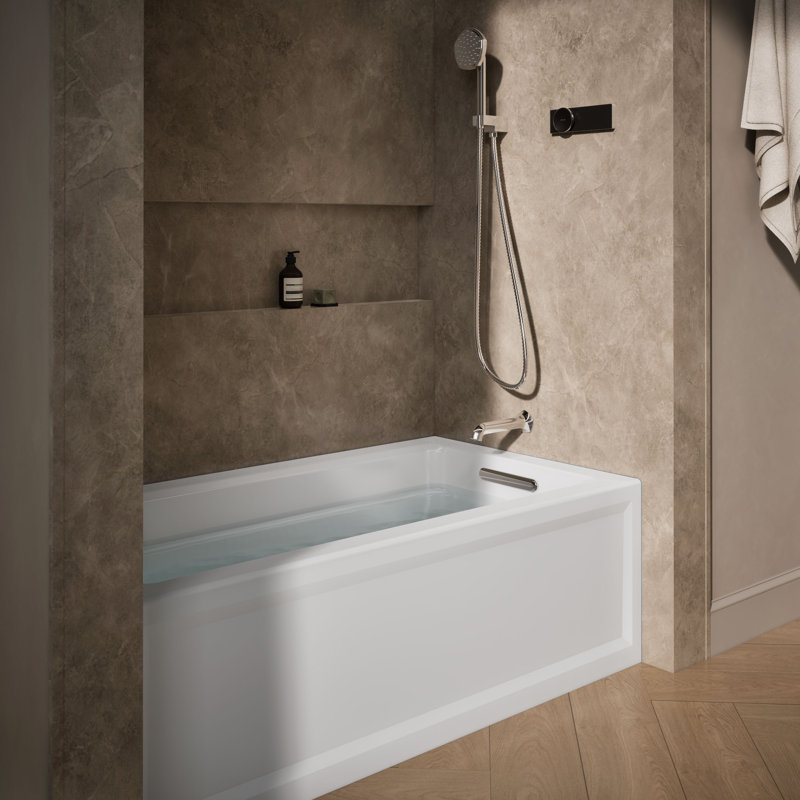 Archer 60" x 32" Alcove/Tile Soaking Bathtub, White, Right