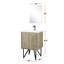 Meuble-lavabo rustique de 61 cm de large, comptoir en quartz blanc, robinet en métal et miroir de 46 cm - Finition teintée résistante aux égratignures