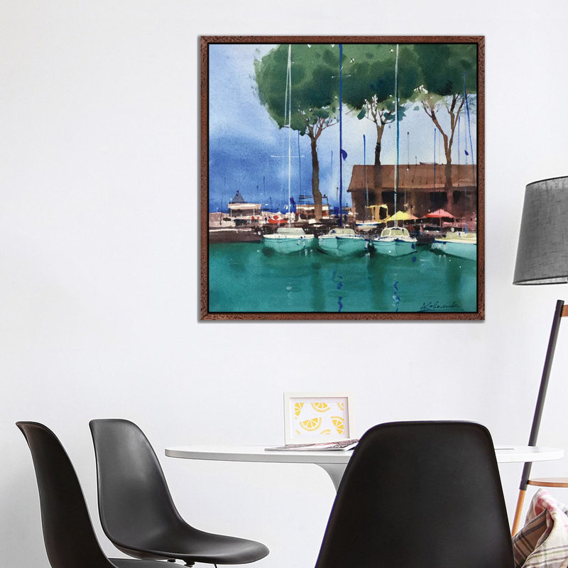 Yachts At The Pier In Italy. Garda Lake by Andrii Kovalyk - Gallery-Wrapped Canvas Giclée on Canvas