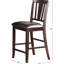 Chaises à hauteur de comptoir de 2 personnes, siège à coussin en similicuir brun, bois d'hévéa massif, 2 chaises de salle à manger transitionnelles, assise, structure en bois d'hévéa