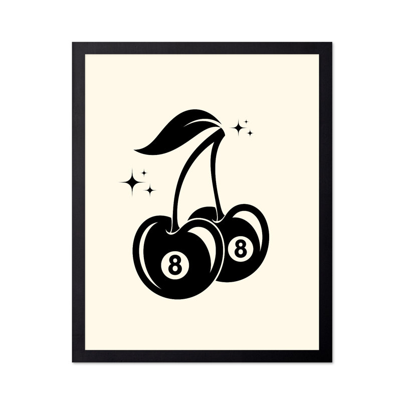 Simple cerise à 8 boules, Black Framed, Poster, 11"H x 14"W