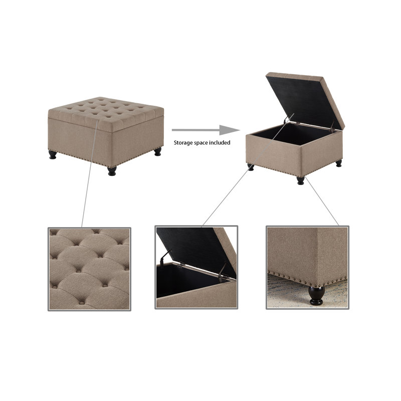 Brextyn Faux Leather Ottoman, Khaki Faux Leather