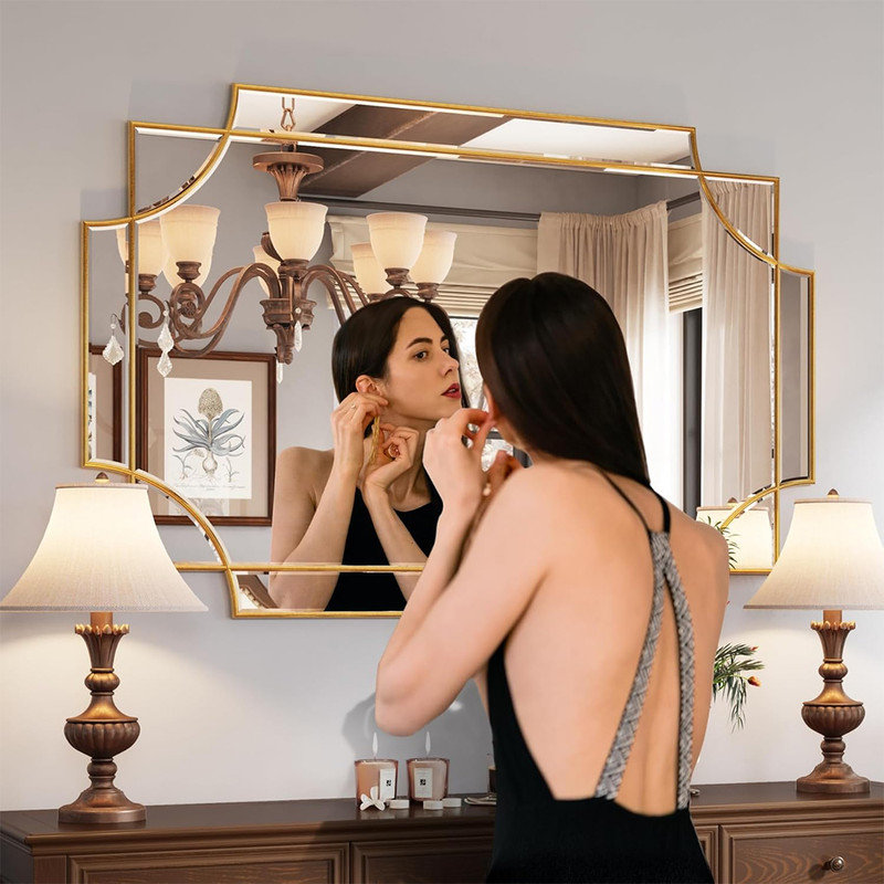 Gold Foil Finish Rectangular Full Length Wall Mirror