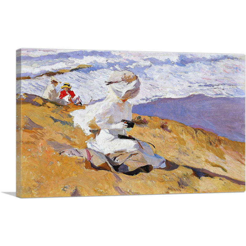 " Capturing The Moment The Beach At Biarritz 1906 " by Joaquin Sorolla Y Bastida Painting Print, 18" H x 26" W x 1.5" D