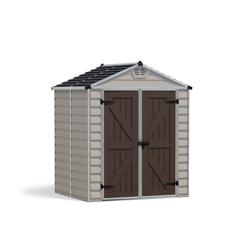 Tan and Brown Polycarbonate Aluminum Outdoor Storage Shed