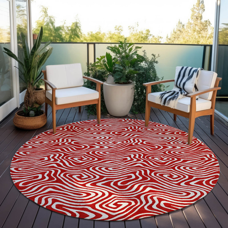  Machine Washable Indoor/Outdoor Chayden ACN1030 Rug, Round 8'