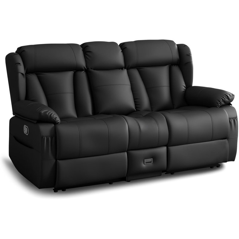 Loveseat Recliner Sofa, RV Recliner Couch, Manual Reclining Loveseat With Console For Living Room, Home Theater Seating With AC/USB C/USB And Drawer