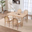 Ensemble de 2 chaises d'appoint avec dossier en rotin, siège en peluche rembourré, pieds en bois massif, beige chaud