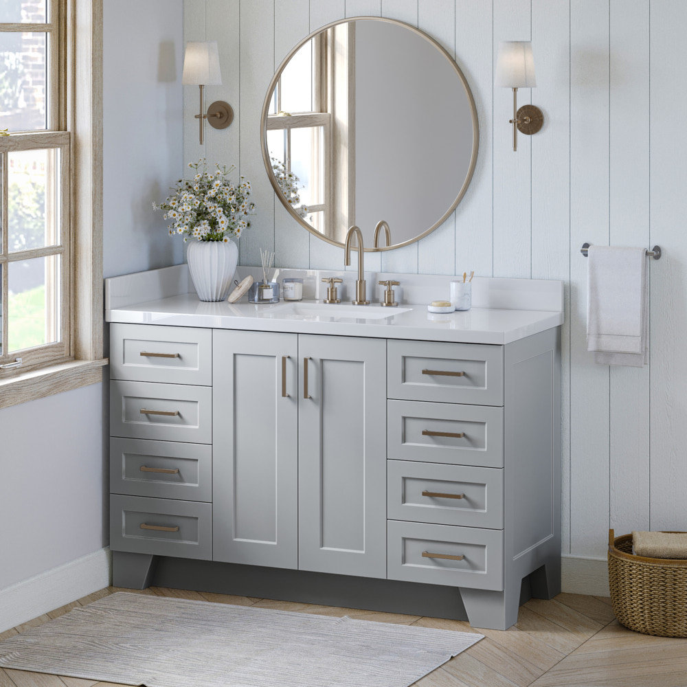 Longshore Tides Freshour 55'' Single Bathroom Vanity with White Quartz ...