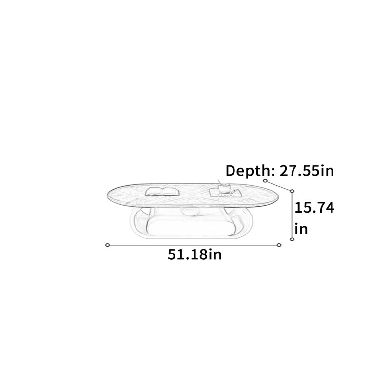 Table basse de plancher avec tiroirs, H 15,74 po x L 51,18 po x l 27,55 po