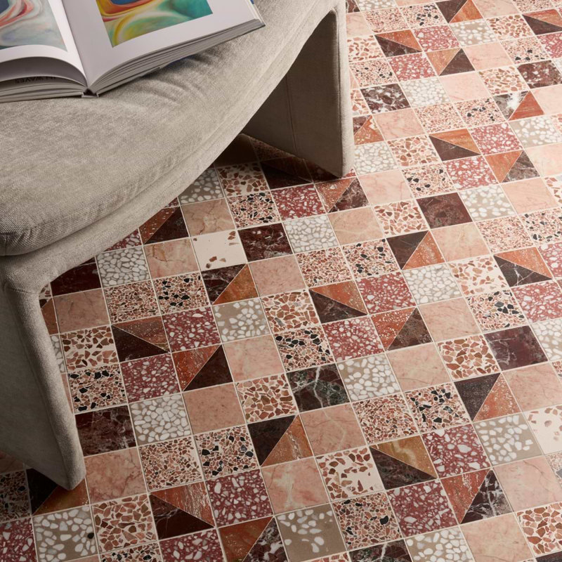 Elizabeth Sutton Artem Mosaic Tile, Cardinal Terracotta Red
