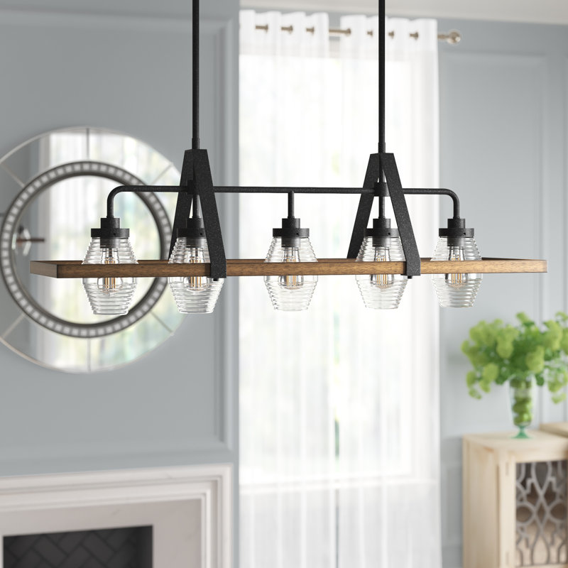 Luminaire suspendu linéaire à 5 lumières pour îlot de cuisine Edwina