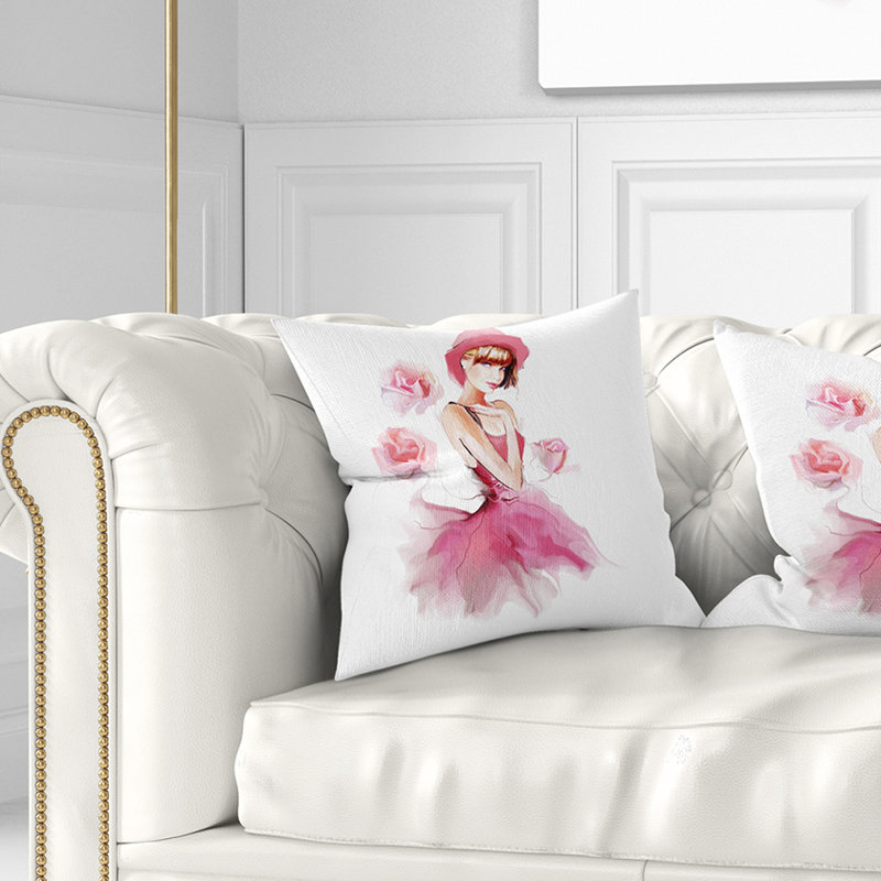 Coussin décoratif en forme de femme portrait et chapeau, 16 po x 1 po, Coussin décoratif
