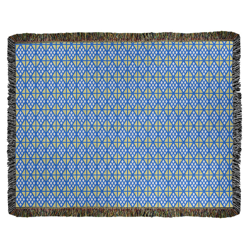 Couverture tissée Katelyn Elizabeth, l 50 po x L 60 po, Bleu / Jaune