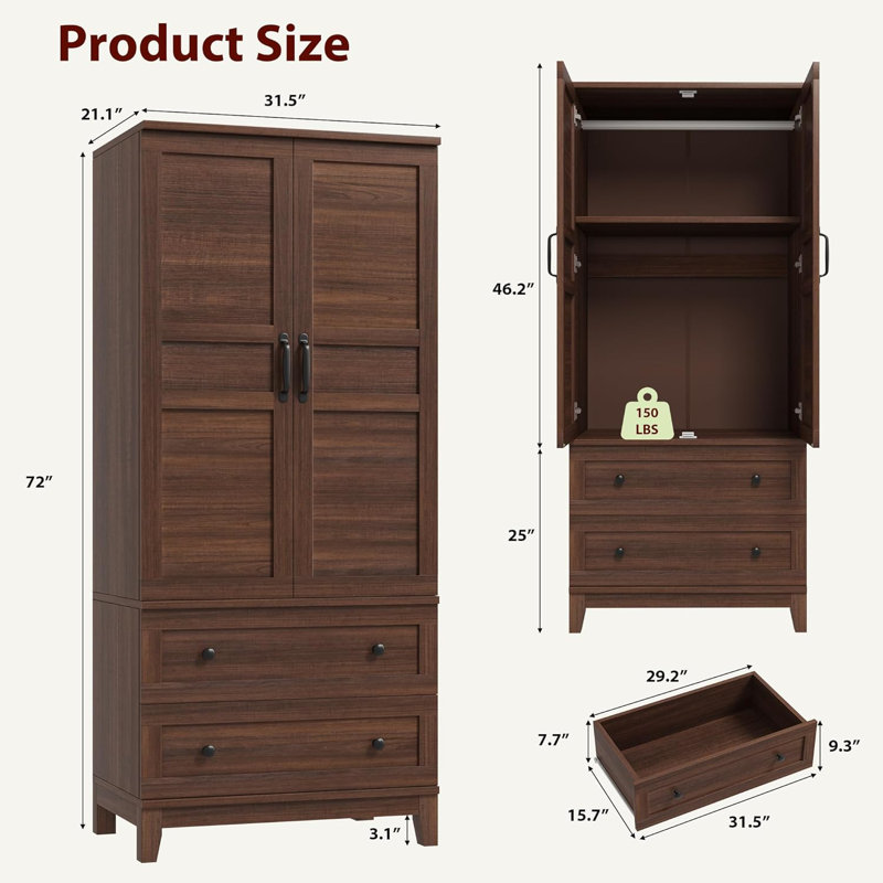 Armoire-penderie Armoire, Brun