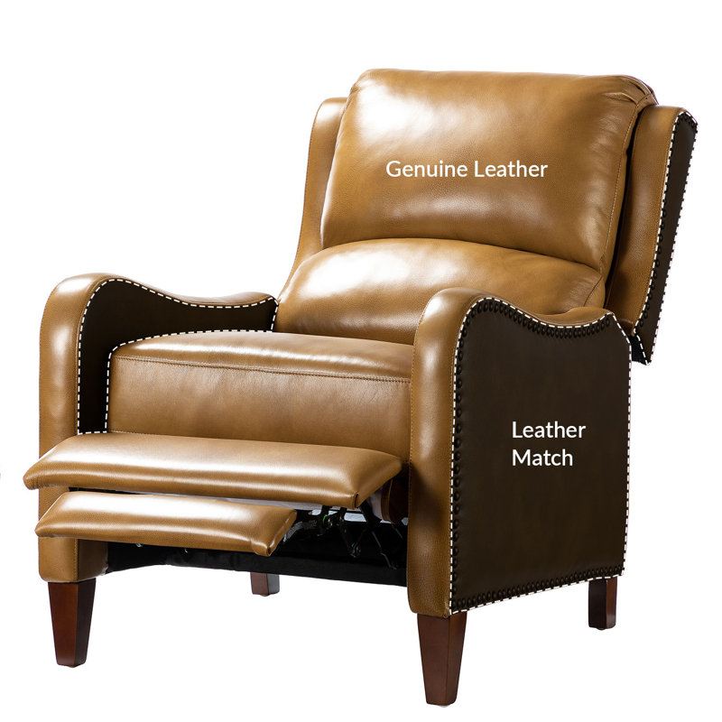 Beecher 28.75" Wide Leather Club Recliner, Camel Full Grain Leather