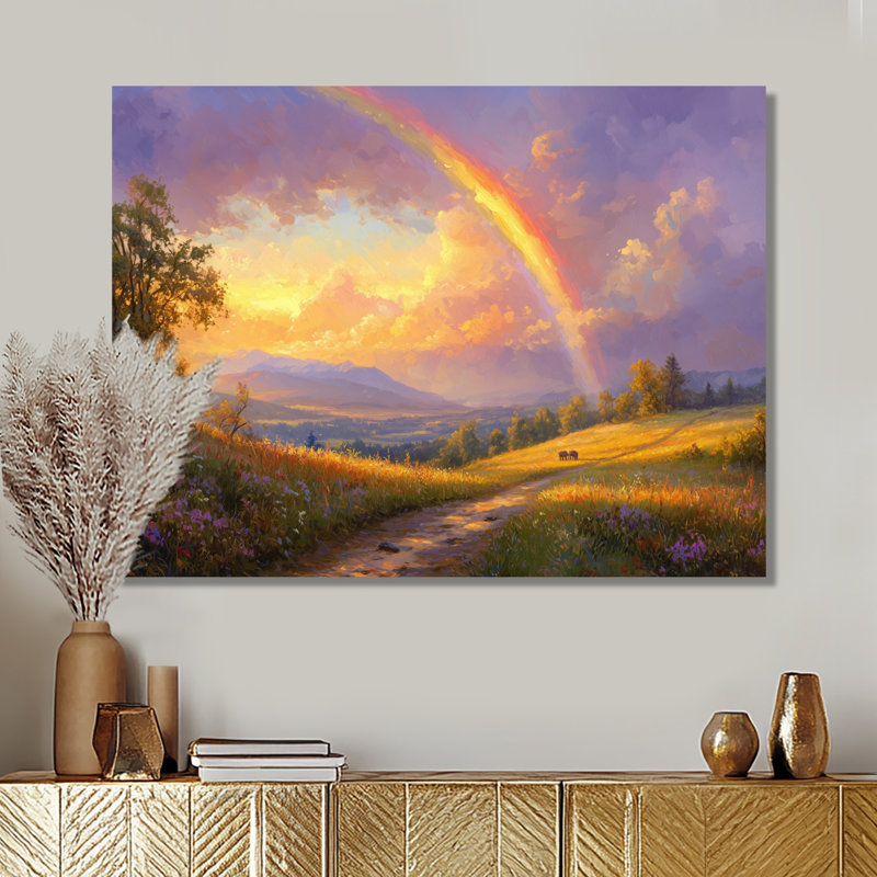 «Countryside Rainbow Over The Orchard III», reproduction d'arc-en-ciel sur métal, H 12 po x l 20 po
