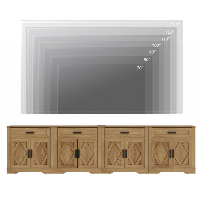 Laziza 126" W 4-in-1 TV Stand, Walnut