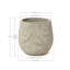 Pot de fleurs en ciment beige vieilli de 38,6 cm de haut, orné d'un motif géométrique en relief en forme de soleil, style rustique moderne avec trou de drainage.