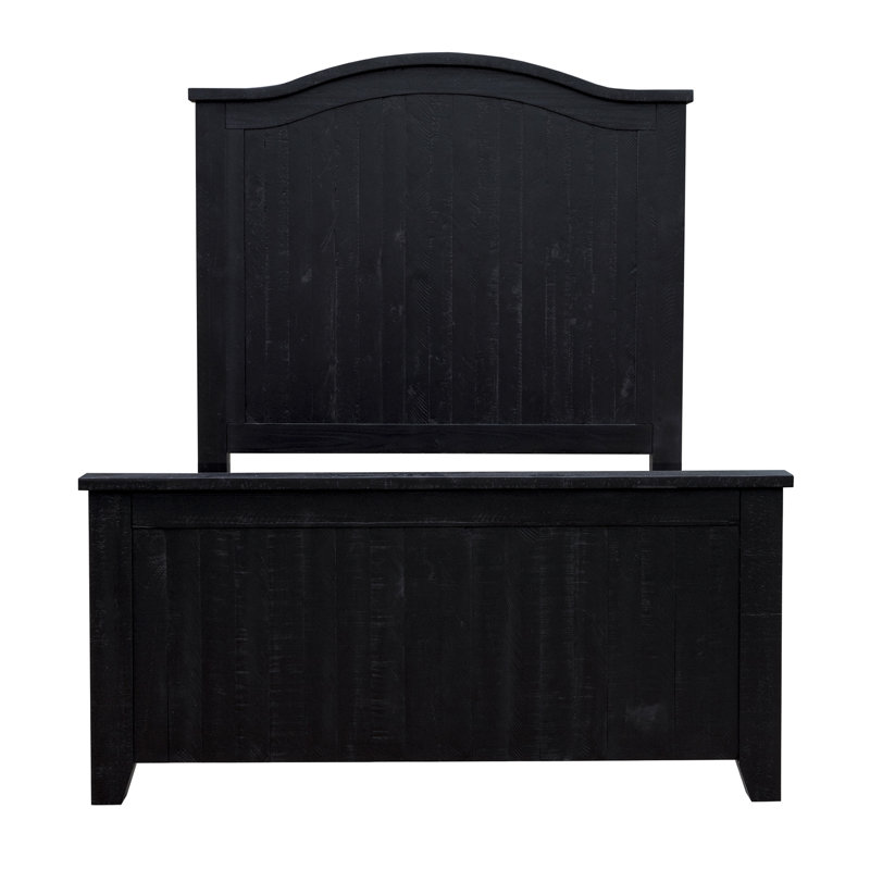Natya Solid Wood Panel Bed, Black, King