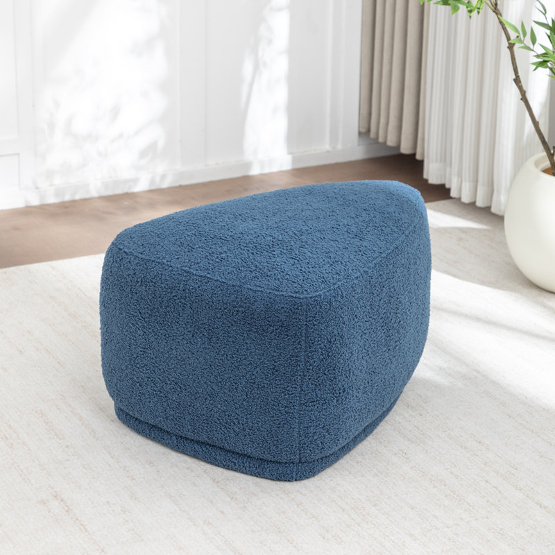 Sam Faux Fur Upholstered Ottoman, Navy