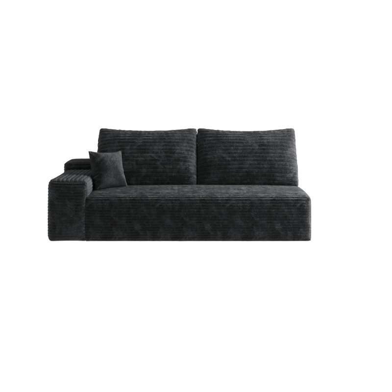 Désossé Y119-3SEAT-RIGHT, Tissu noir, Orienté à droite, H 37,88 po x l 70,18 po x P 39,48 po