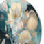 «Blue and Gold Exploration Floral Forms IV», art mural rond floral abstrait sur métal-88627532