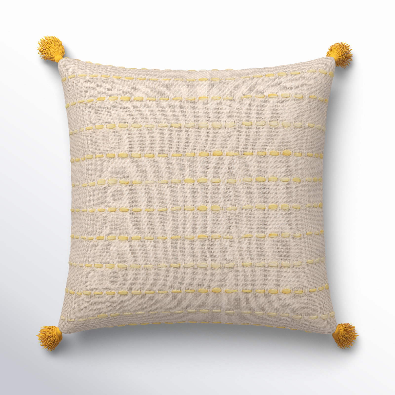 Hainsly 20" x 20" Pillow Cover, Polyester, Gold Yellow/Natural