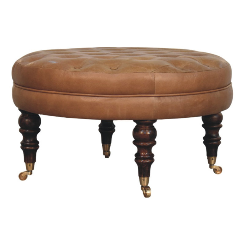 Repose-pieds brun en cuir Buffalo