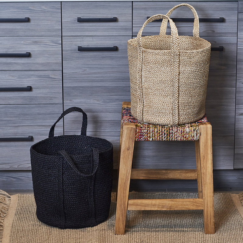 Ensemble de 2 paniers en jute Kata, Noir