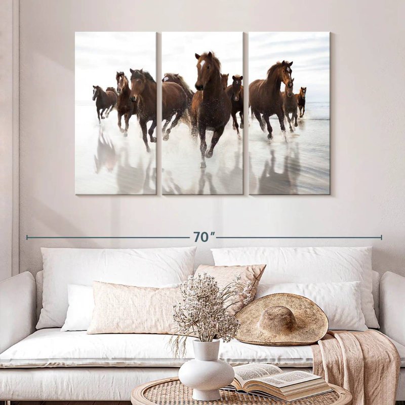 Running Brown Horses, 32" H x 50" W