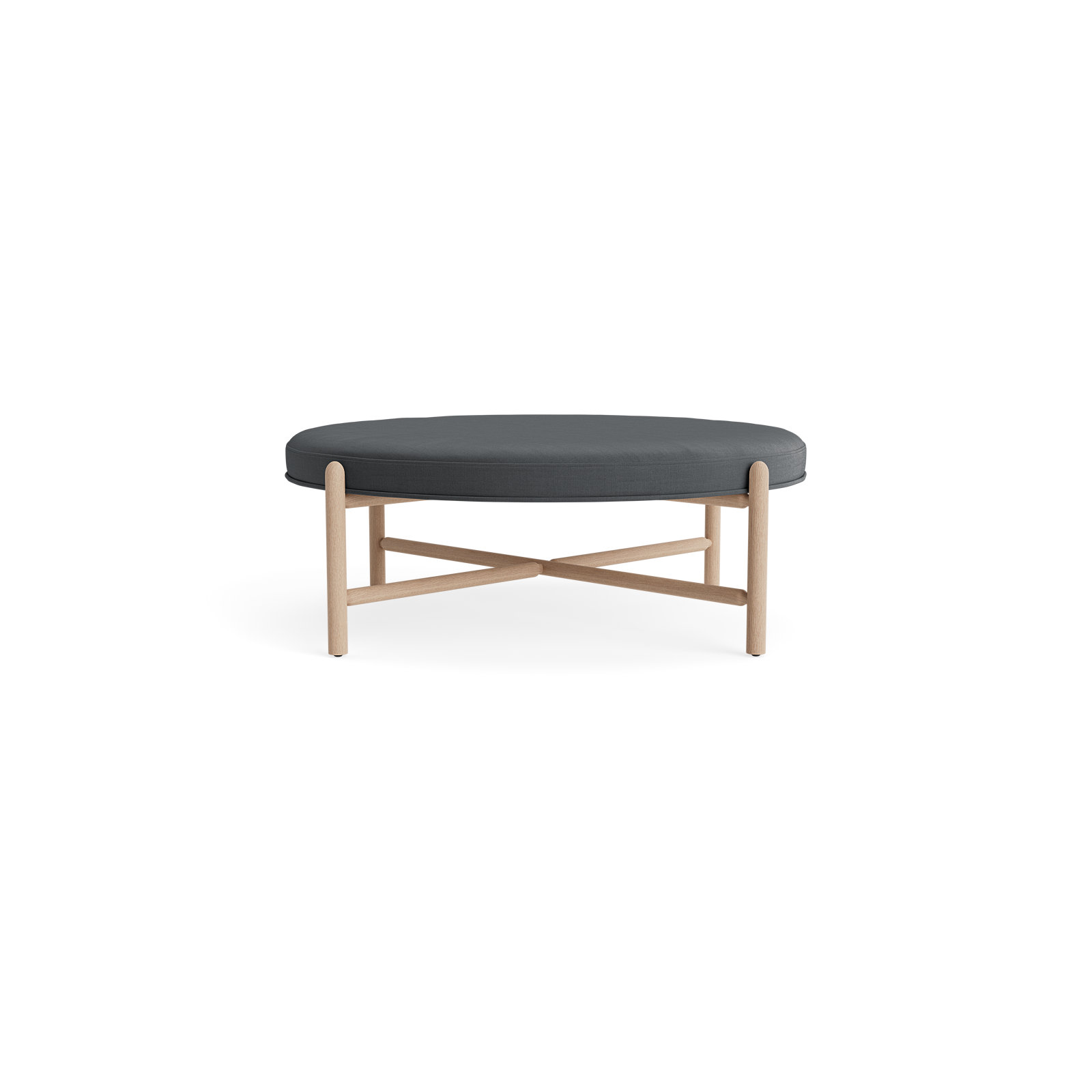 Vane 48" Round Ottoman, Charcoal, Oak