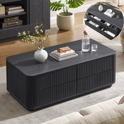 52"W Fluted Coffee Table with 4 Drawers