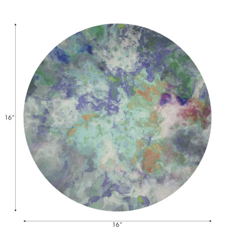 Impressionism Vegan Leather Round Placemats, Green