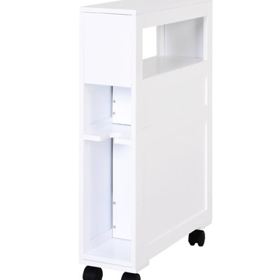 Bathroom Side Cabinet With Rolling Ability And Extra Storage - White Shelf 2 Drawers For