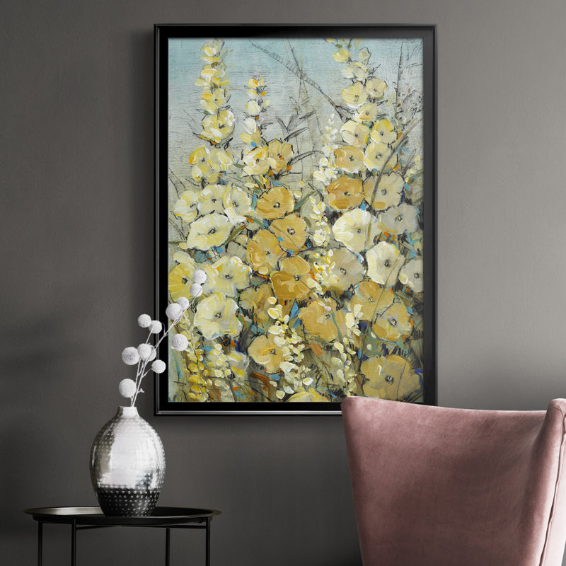 Cluster of Hollyhock II, toile encadrée de qualité supérieure - prête à être accrochée, Noir, H 24,5 po x l 18,5 po x P 1 po