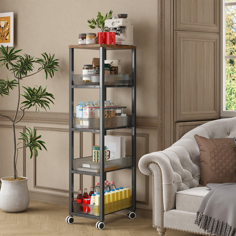 107cm H x 28cm W Storage Rack with Wheels