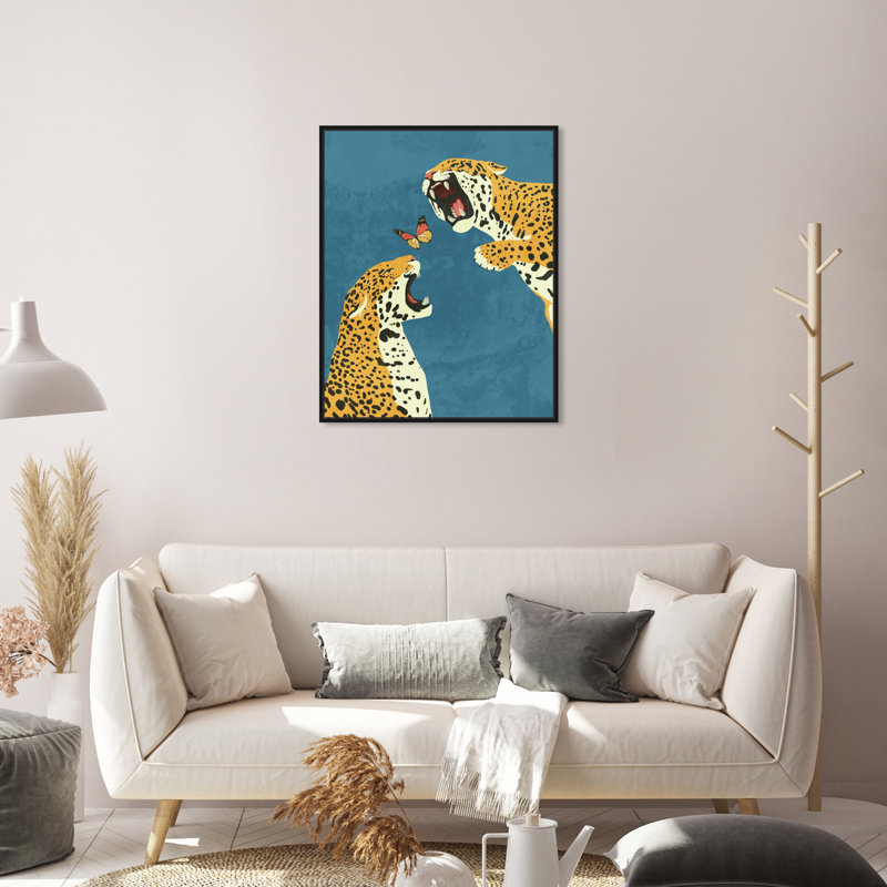 Wild Feline - Impression sur toile, H 31 po x l 21 po, Toile avec cadre flottant noir