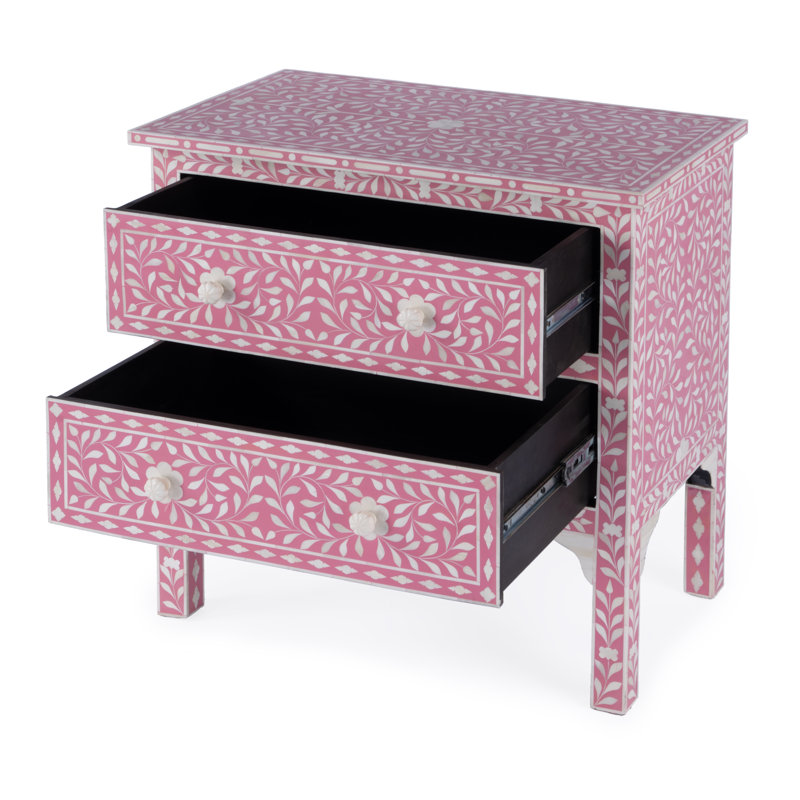 Vivienne Pink Bone Inlay Accent Chest