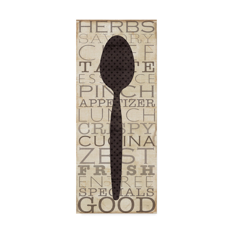 « cuisine words ii », reproduction de peinture à l’acrylique sur toile tendue, H 24 po x l 10 po x P 2 po