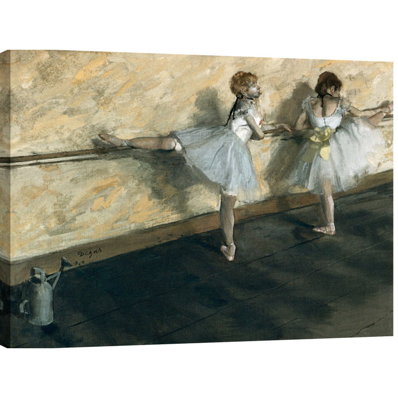 'Dancers Practicing at the Barre' by Edgar Degas - Wrapped Canvas Painting Print, 90cm H x 120cm W x 4cm D
