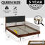 Lit plateforme en bois massif de qualité supérieure avec tête de lit rembourrée Acacia Astoria-300391637-300391639