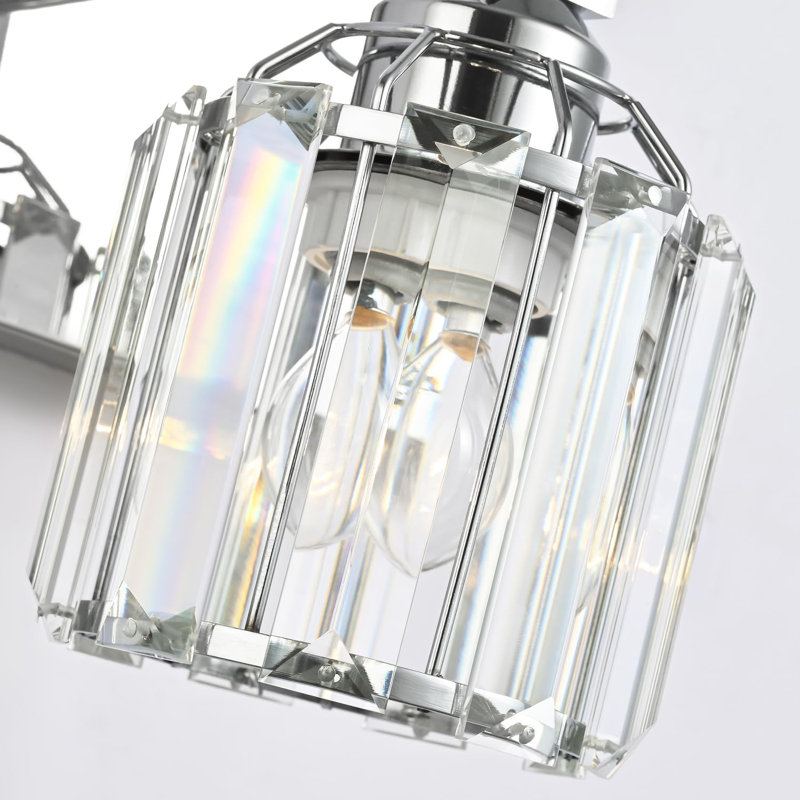 Crystal Vanity Light Fixture - 1 Light Wall Sconce For Bathroom Over Mirror With Clear Crystal Shade - Hardwired Installation - Compatible With LED CFL Incandescent Halogen Bulbs - Durable Aluminum Construction