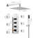 3-Function LED Light Thermostatic Rainfall Shower System with 6 Body Jets and Rough-in Valve