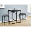Table de salle à manger, rectangulaire, 32 po, petite hauteur, comptoir, stratifié noir, métal noir, contemporain, moderne-297895708
