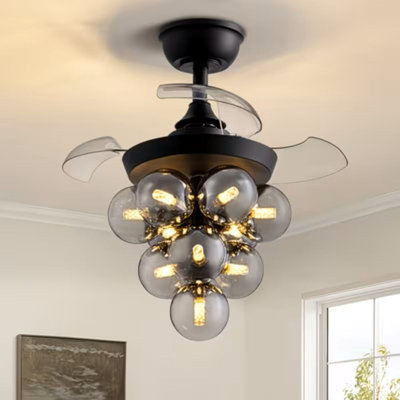 Ventilateur de plafond noir 23,6 "avec ventilateurs de plafond Fandelier avec lumière et ventilateur de plafond rétractable moderne avec lumières 10 lumières