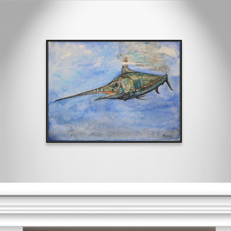Impression Marlin par Mike Ragan pour , Noir, H 31,5 po x l 41,5 po